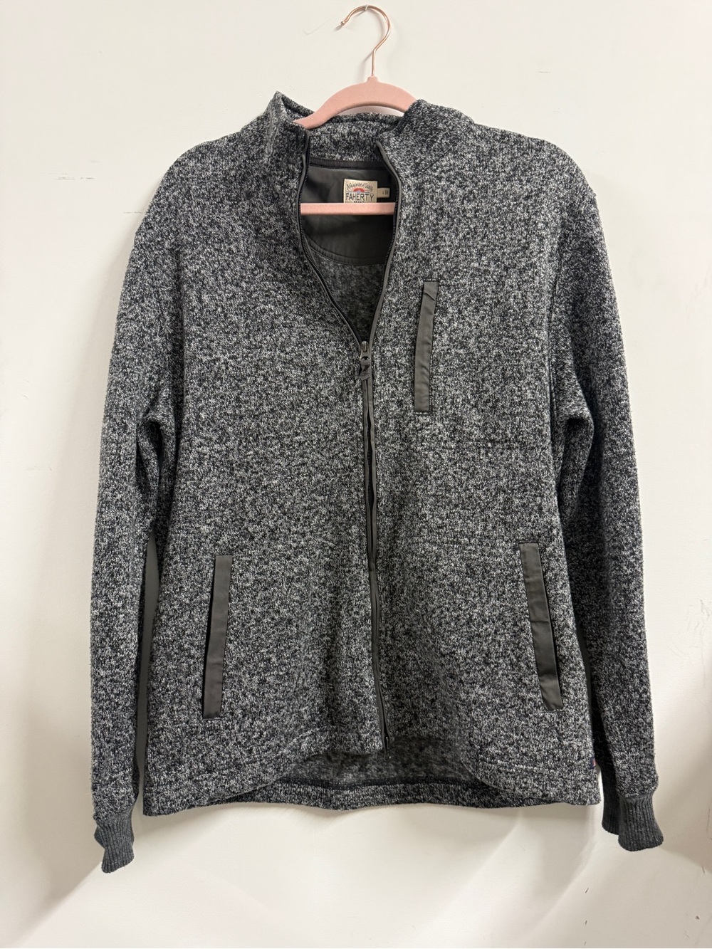 Faherty Gray Full-Zip Knit Jacket